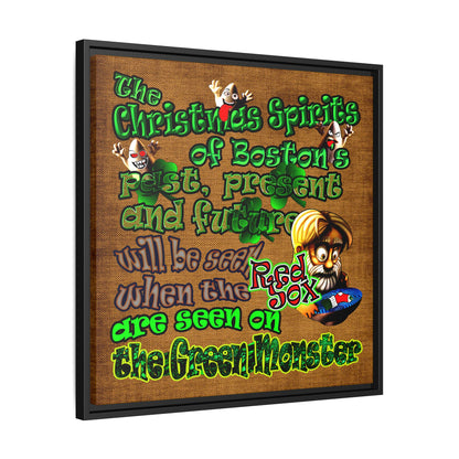 christmas spirits of boston - framed canvas art (brown papyrus)