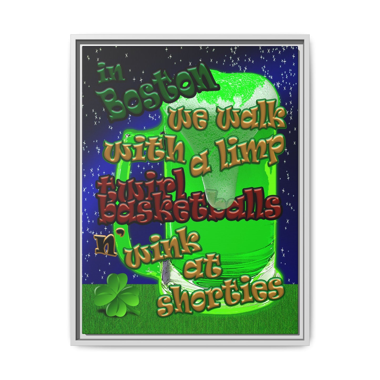 celtics logo - framed canvas art ('snoops' background)