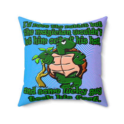 turtle race - Spun Polyester Square Pillow - (light blue-purple wave)