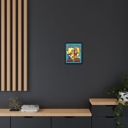 love peace - framed canvas art (turquoise)