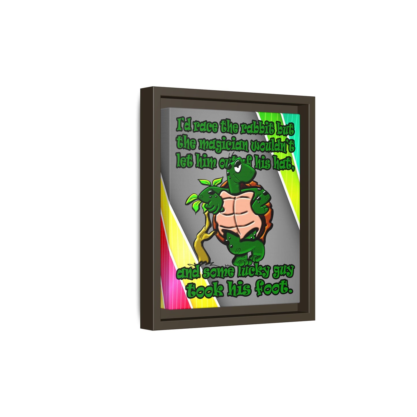 turtle race - framed canvas art (rainbow split)