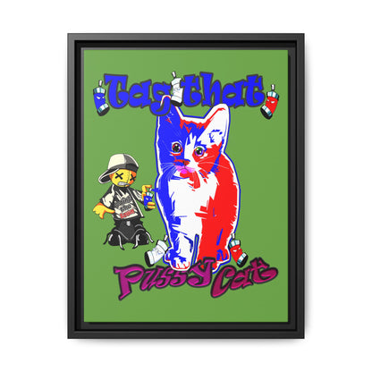 tag that - framed canvas art (green)
