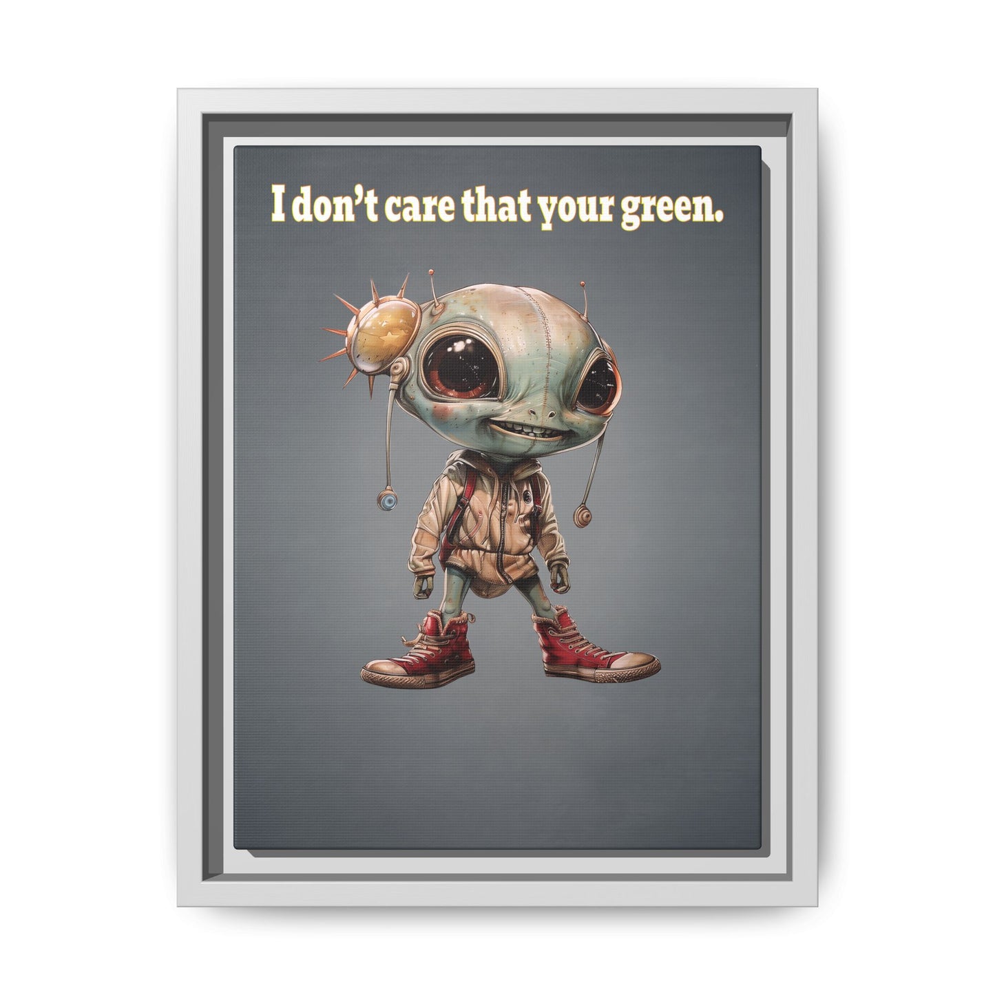 I don't care that your green - framed canvas art (grey-light grey)