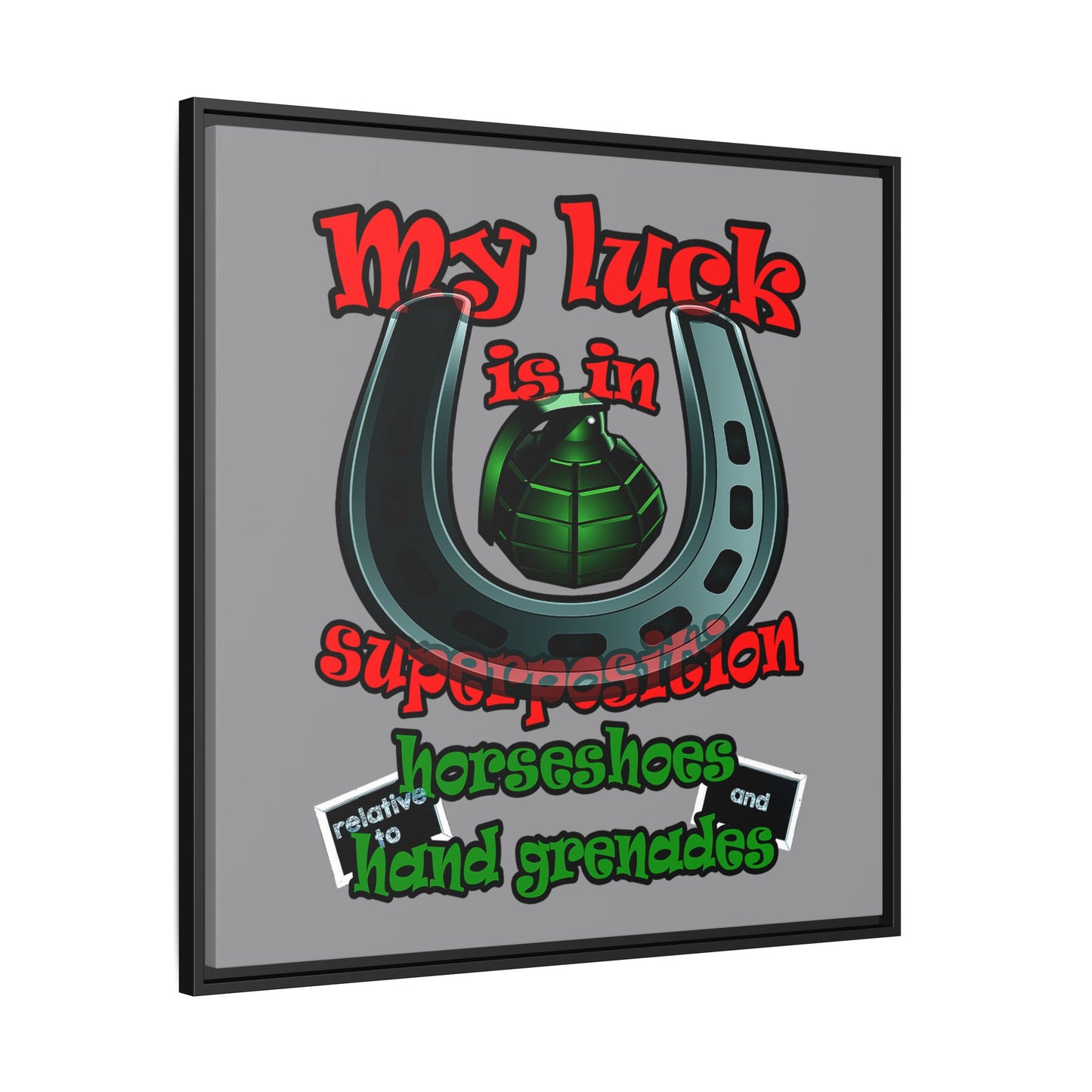 my luck - framed canvas art (grey)