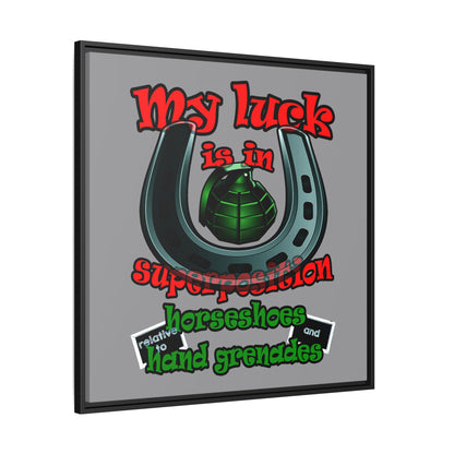 my luck - framed canvas art (grey)
