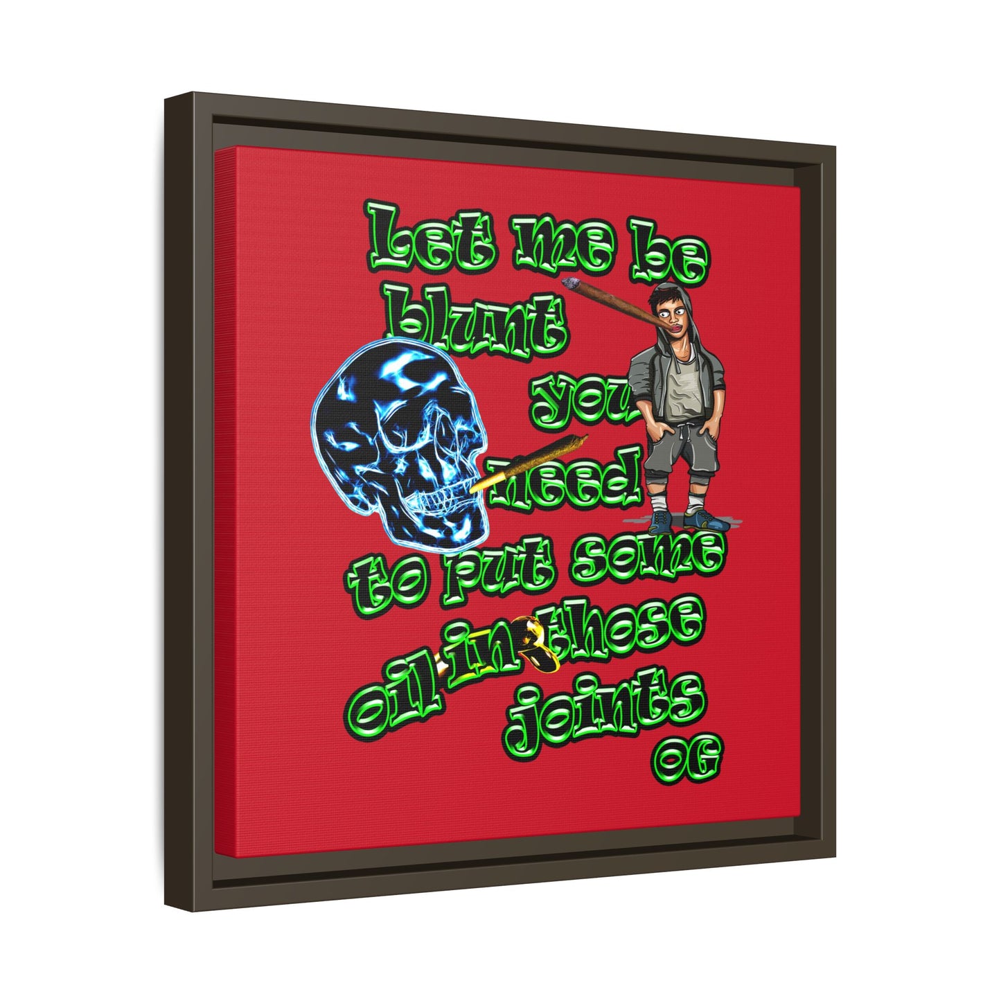 og - framed canvas art (dark red)