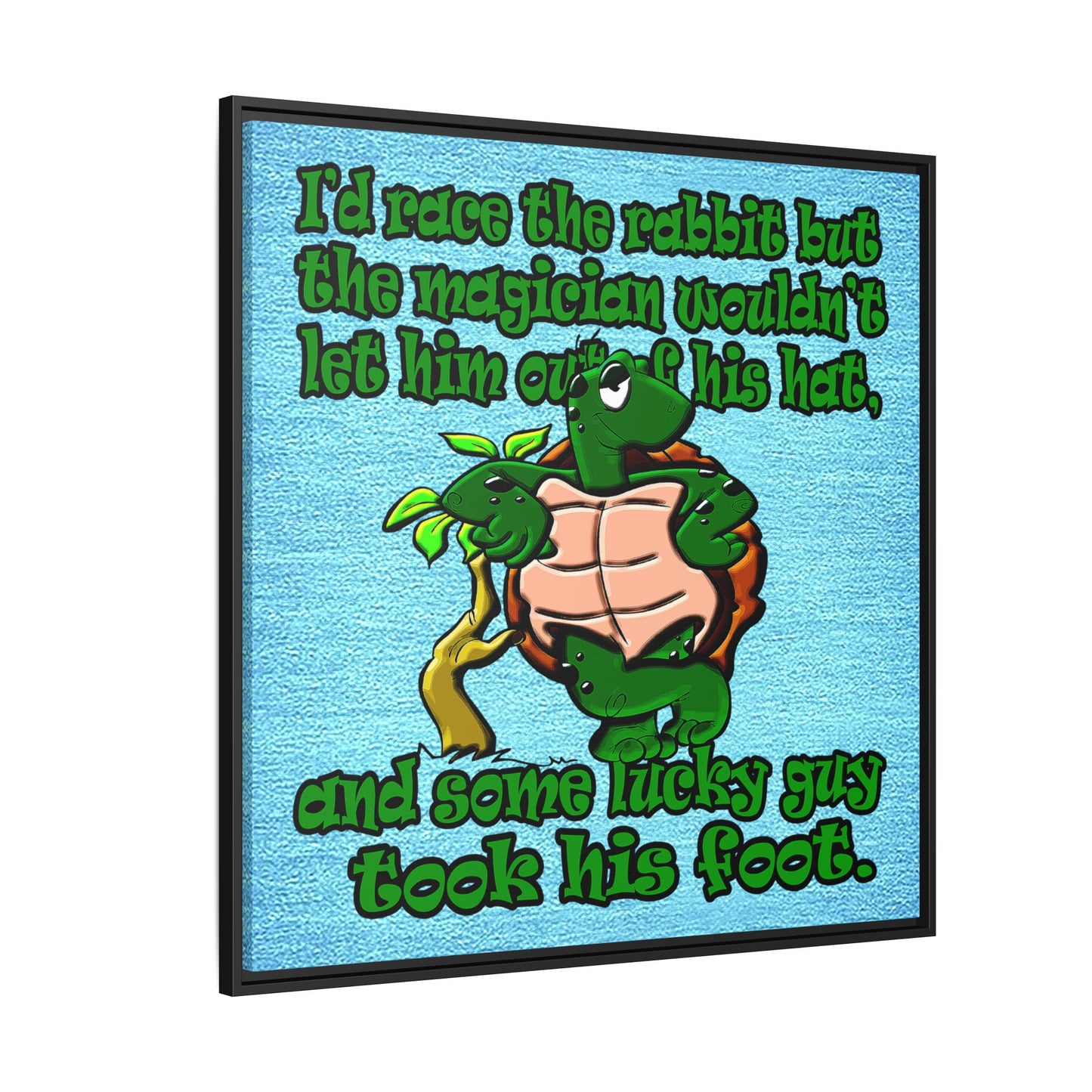 turtle race - framed canvas art (faded blue)