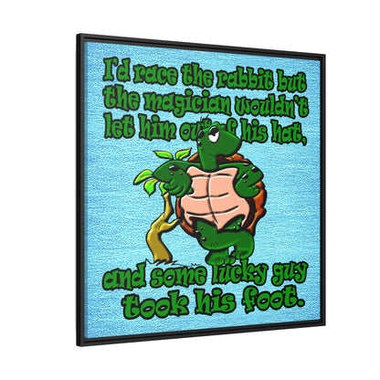 turtle race - framed canvas art (faded blue)