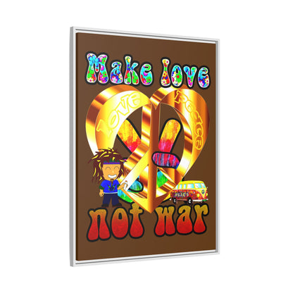 love peace - framed canvas art (brown)