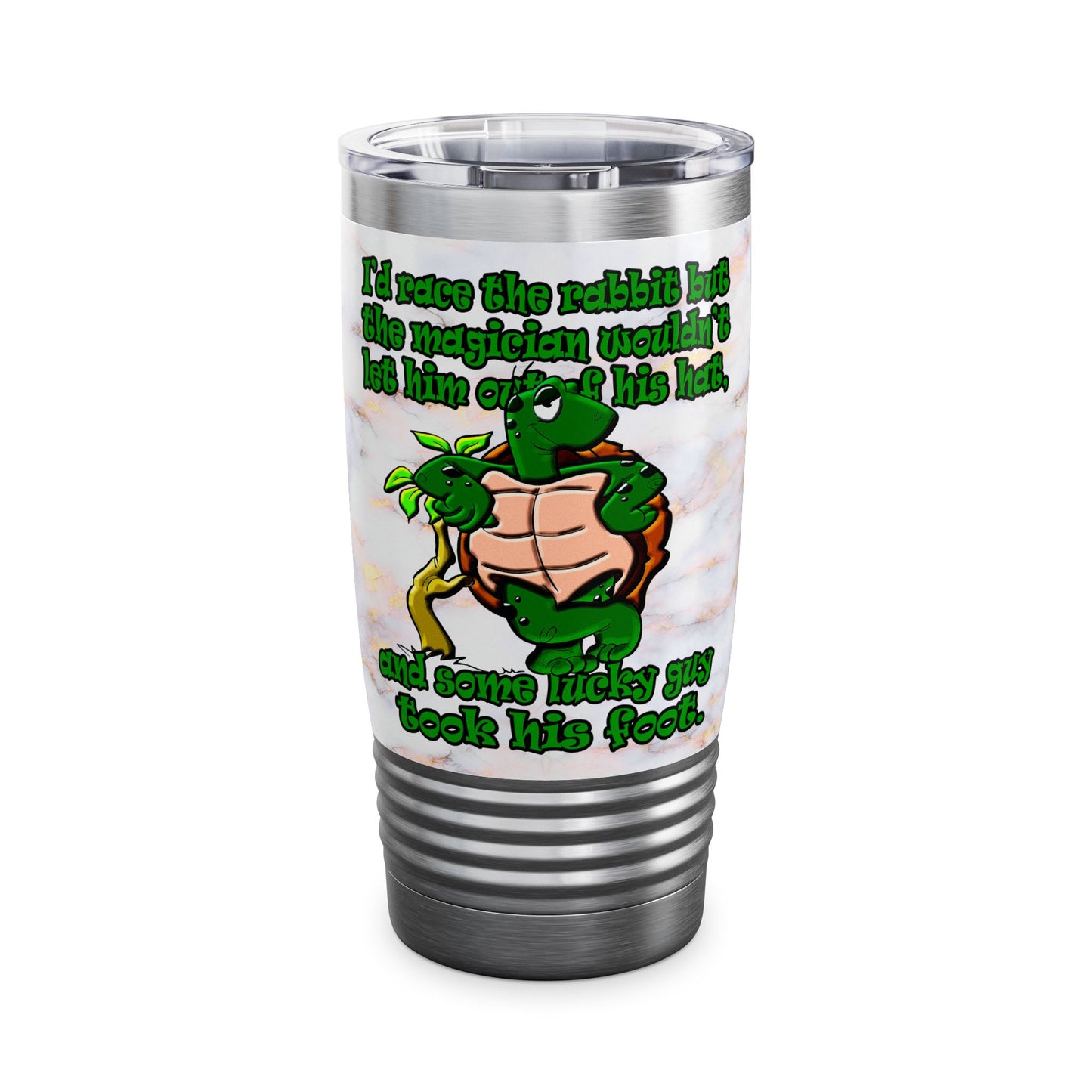 turtle race - Ringneck Tumbler, 20oz (white marble)