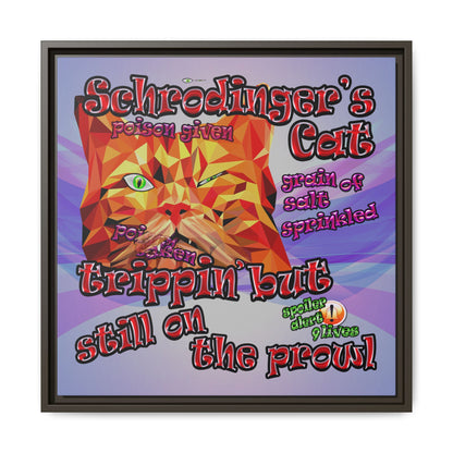 schrodinger's cat - framed canvas art (light blue-pink wave)