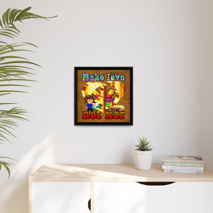 love peace - framed canvas art (brown papyrus)