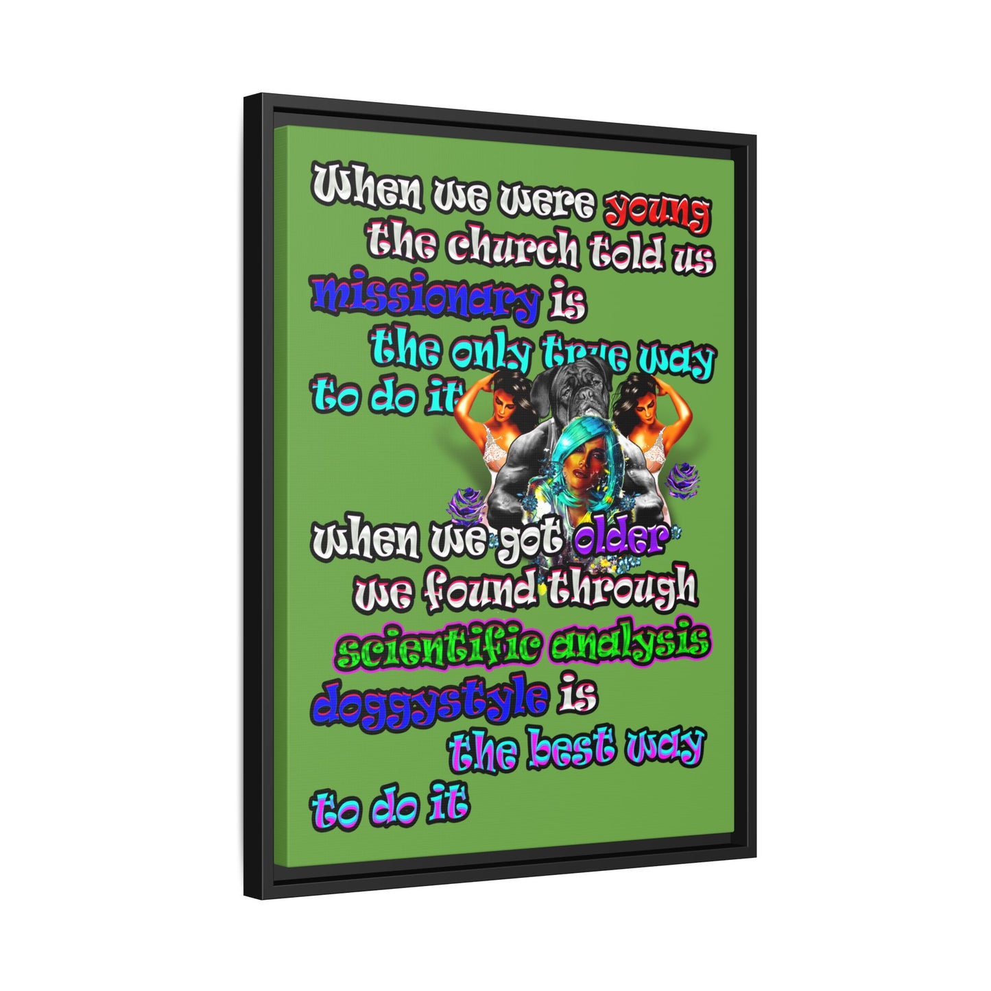 doggystyle - framed canvas art (green)