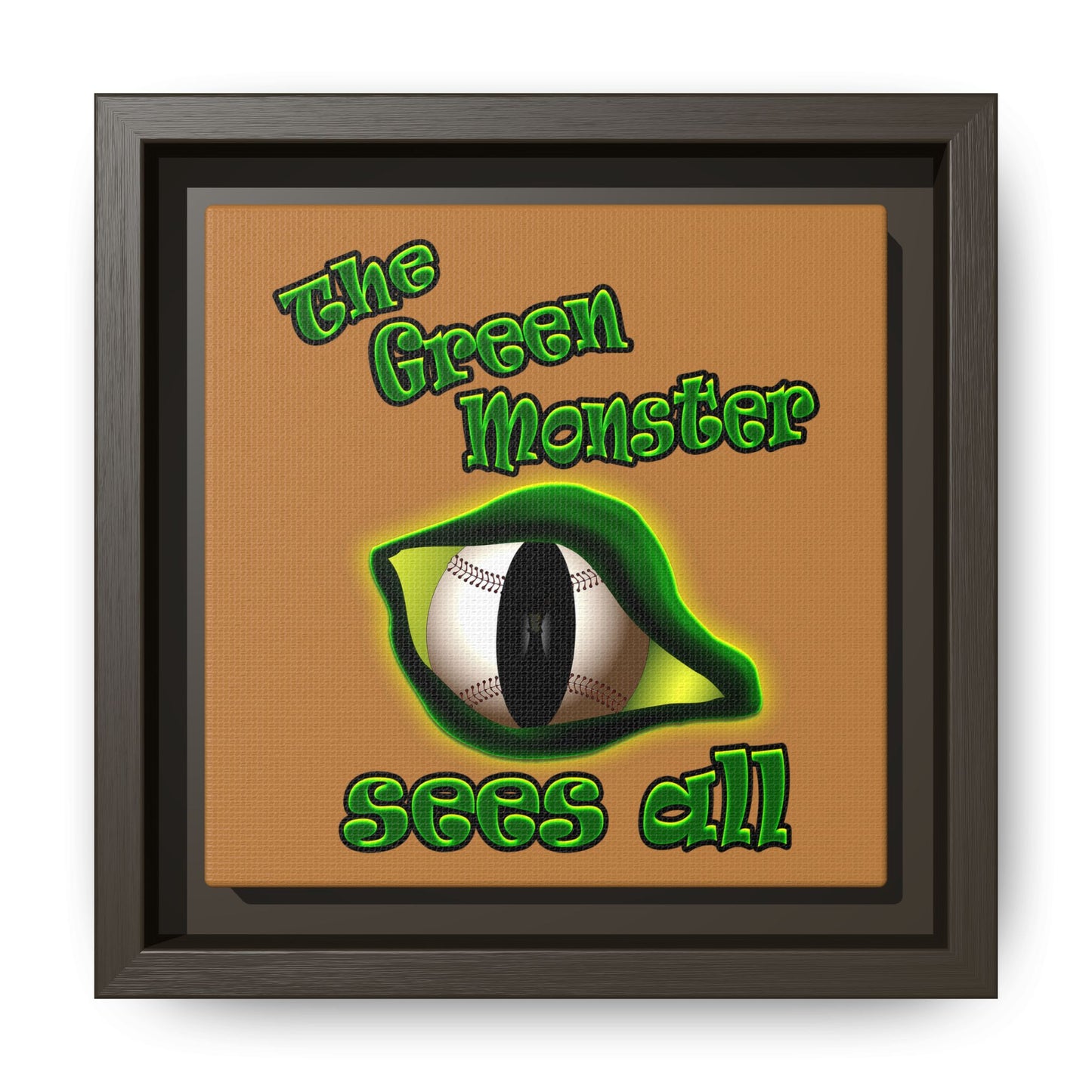 green monster - framed canvas art (light brown)