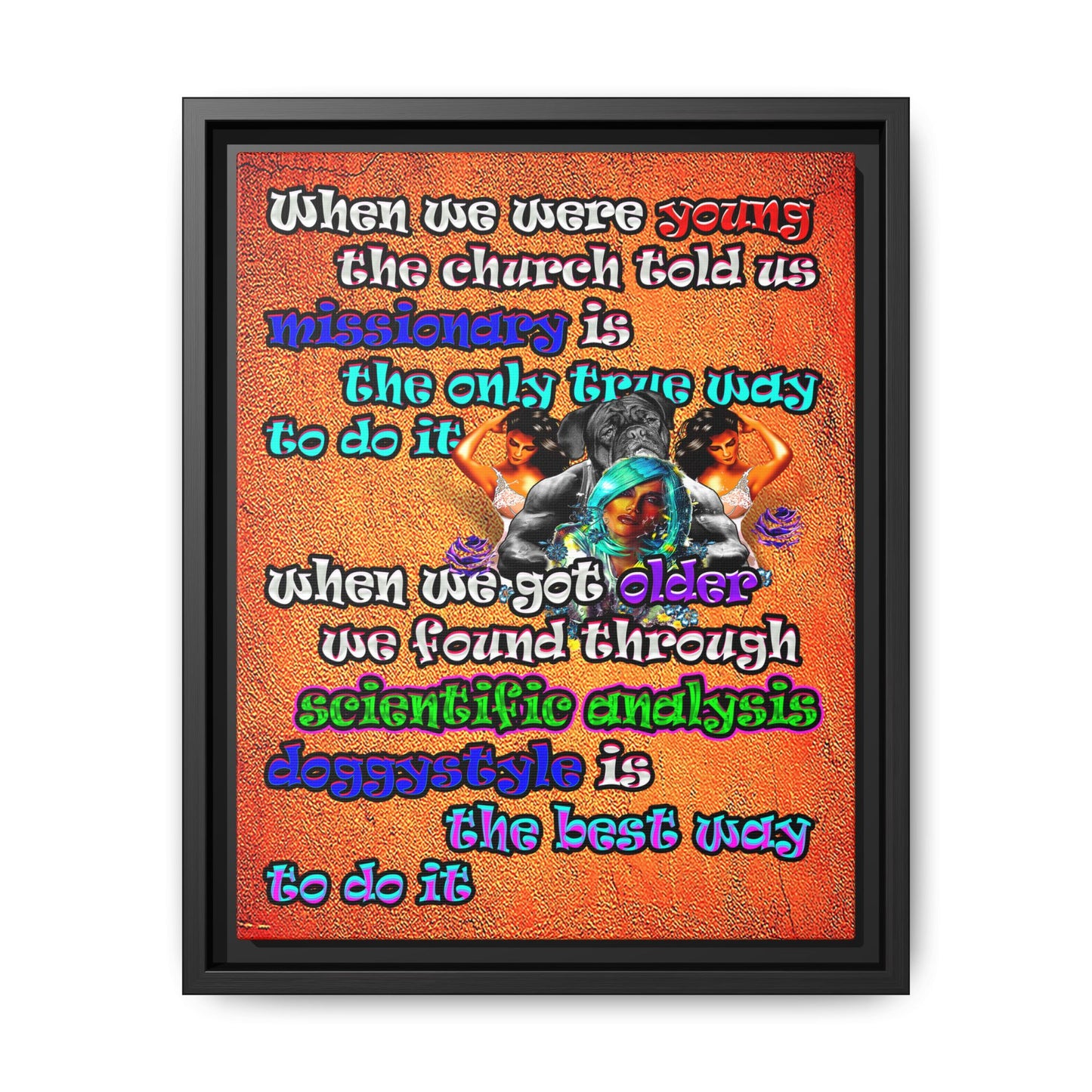 doggystyle - framed canvas art (burnt orange)