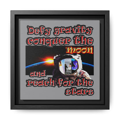 defy conquer reach - framed canvas art (grey)