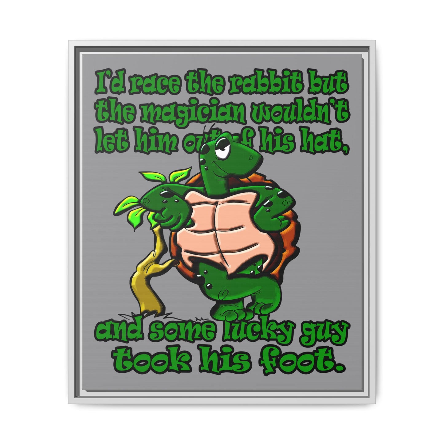 turtle race - framed canvas art (grey)