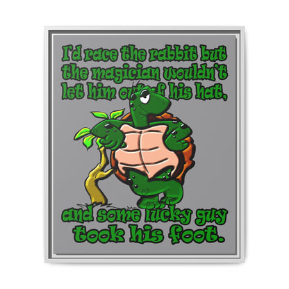 turtle race - framed canvas art (grey)