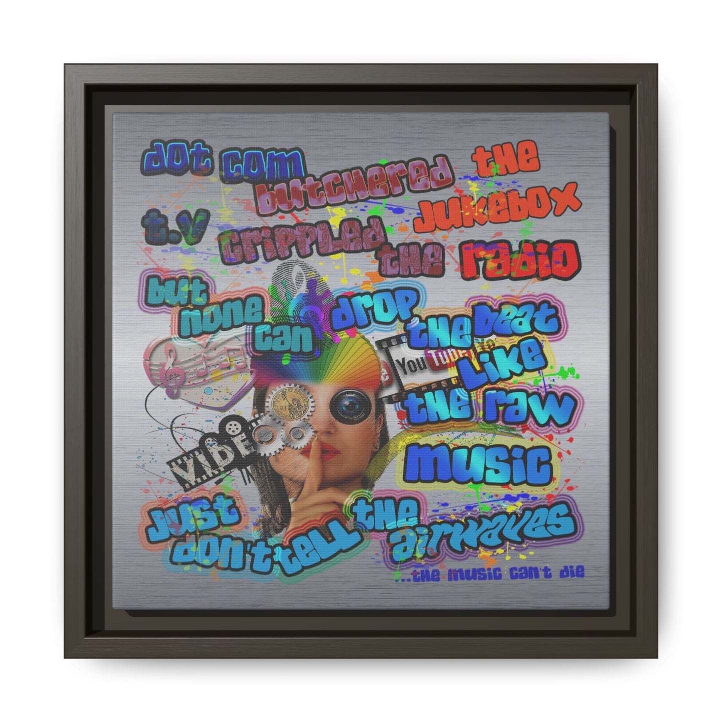 drop the beat - framed canvas art (brushed nickel)