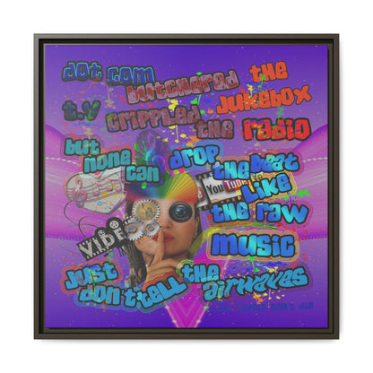 drop the beat - framed canvas art (purple-pink wave)