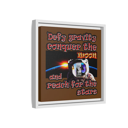 defy conquer reach - framed canvas art (brown)