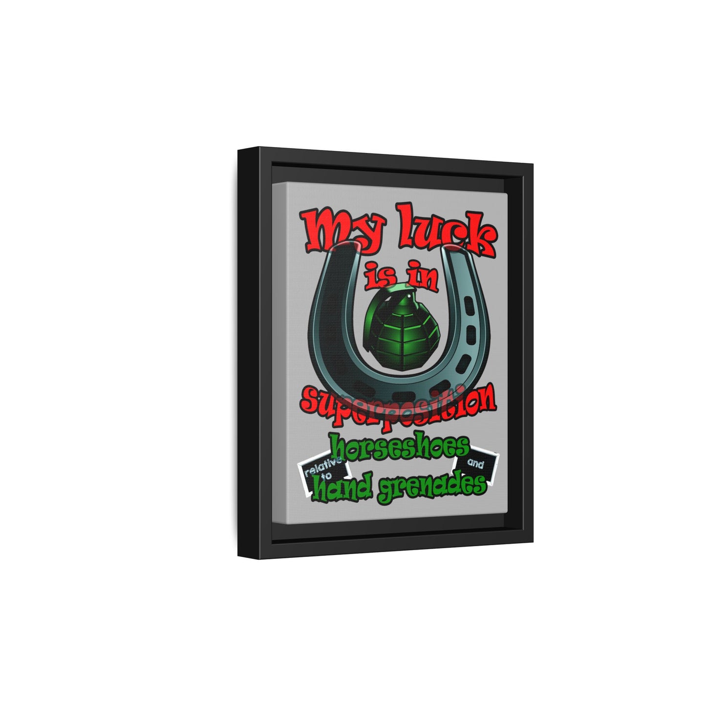 my luck - framed canvas art (light grey)