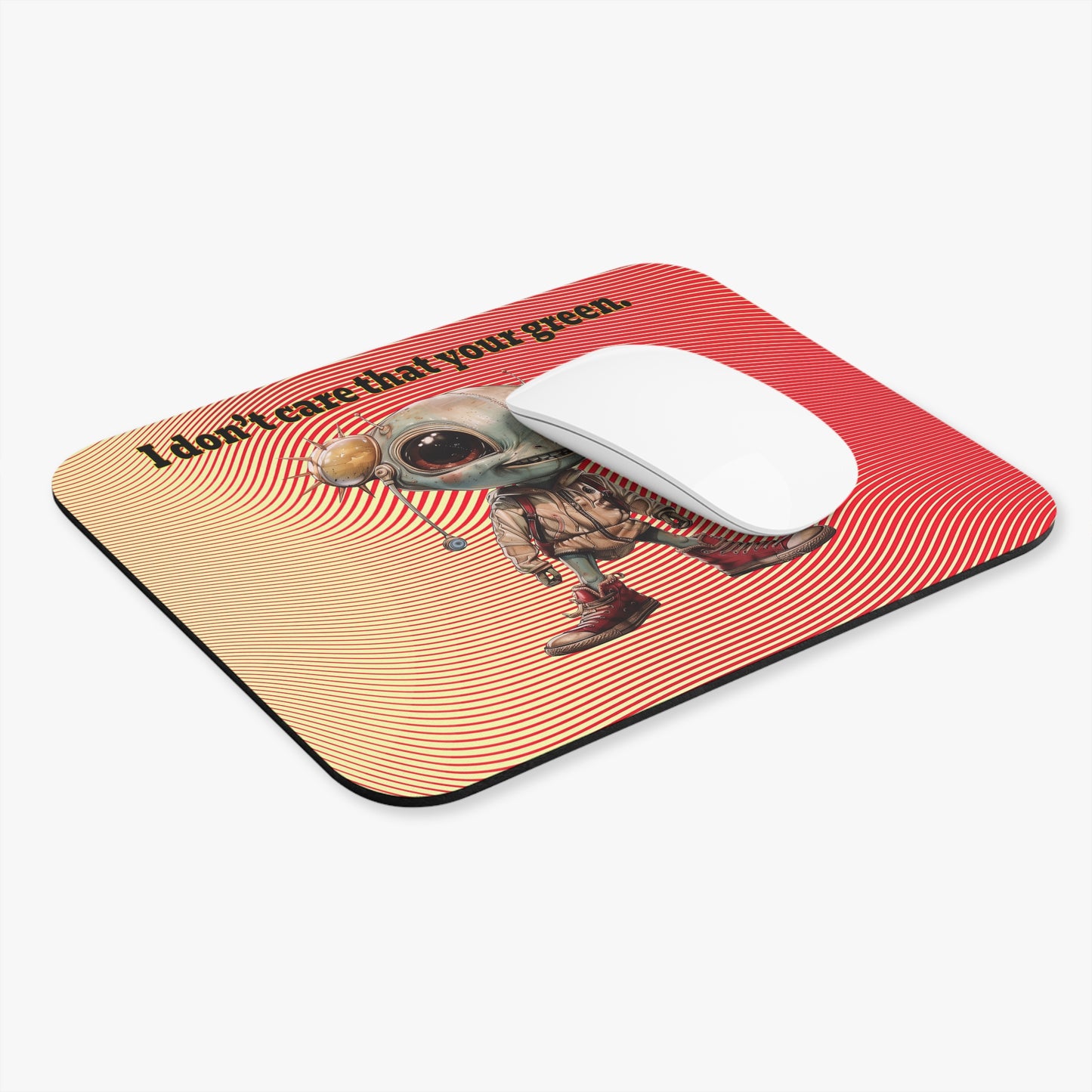 I don't care that your green - Mouse Pad (Rectangle) (yellow-orange wave)