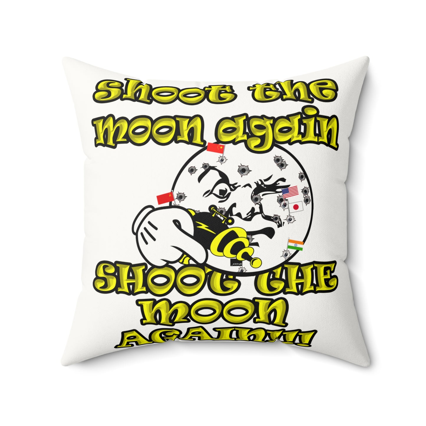 shoot the moon again - Faux Suede Square Pillow - (white)