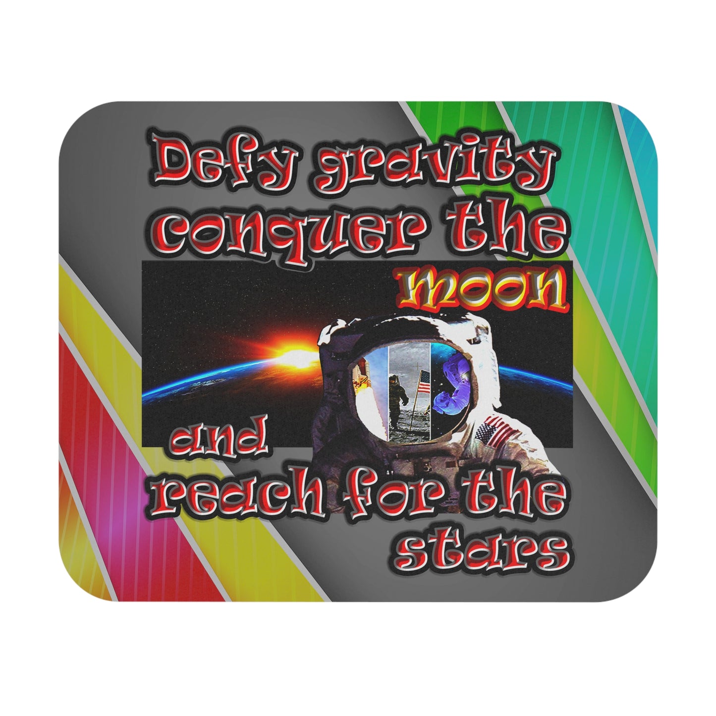defy conquer reach - Mouse Pad (Rectangle) (rainbow split)