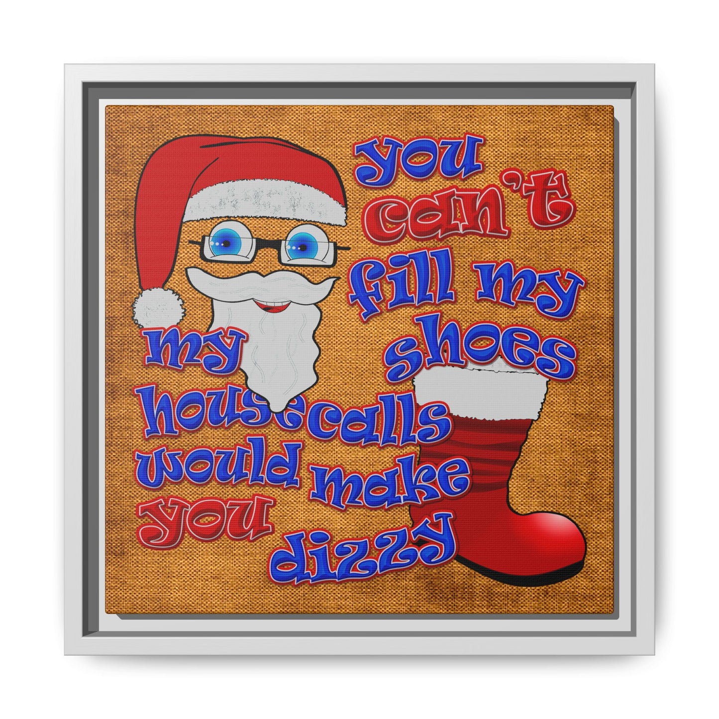 santa's shoes - framed canvas art (brown papyrus)
