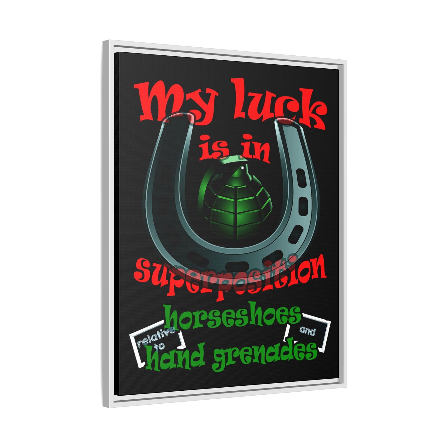my luck - framed canvas art (black)