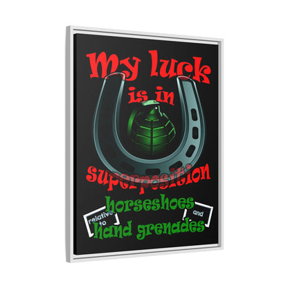 my luck - framed canvas art (black)