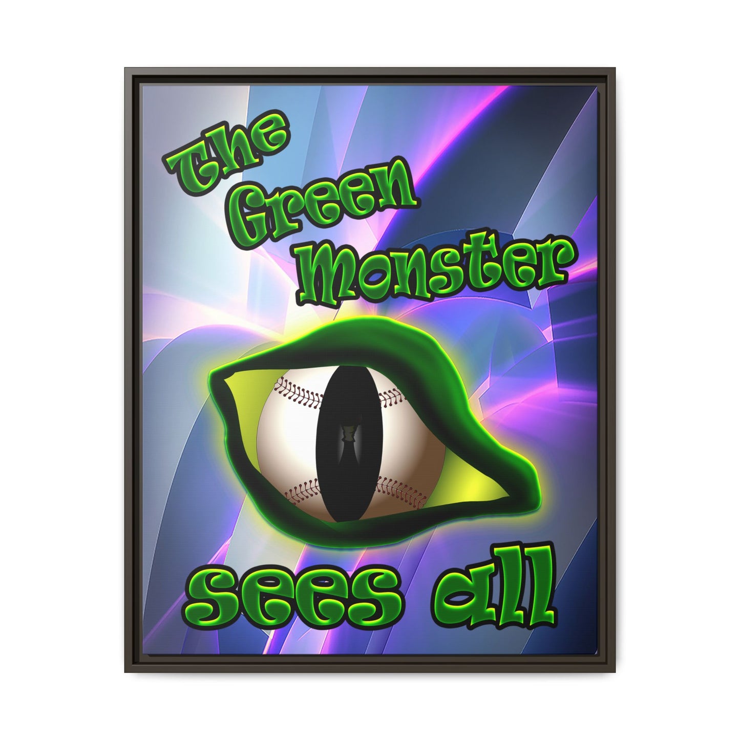 green monster - framed canvas art (grey-pink wave)