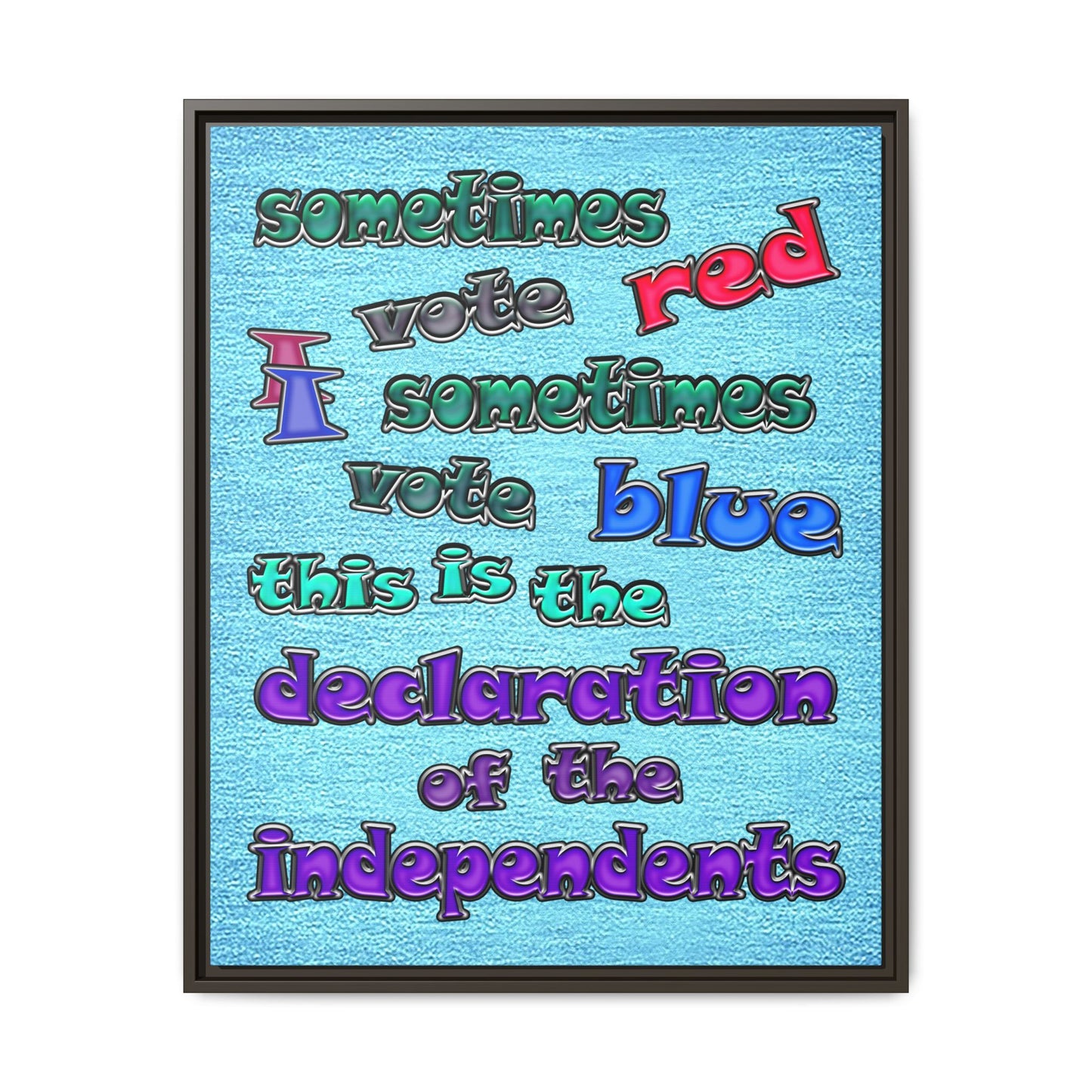 declaration of the independents - framed canvas art (faded blue)