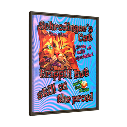 schrodinger's cat - framed canvas art (light blue-purple wave)