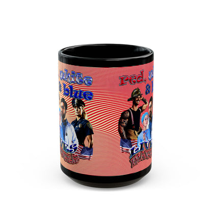 rw&b lives matter - Black Mug (yellow-orange wave)