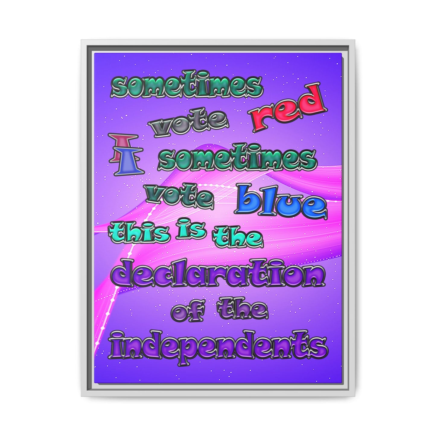 declaration of the independents - framed canvas art (purple-pink wave)