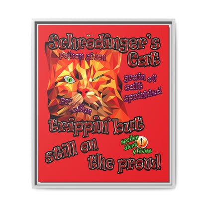 schrodinger's cat - framed canvas art (red)
