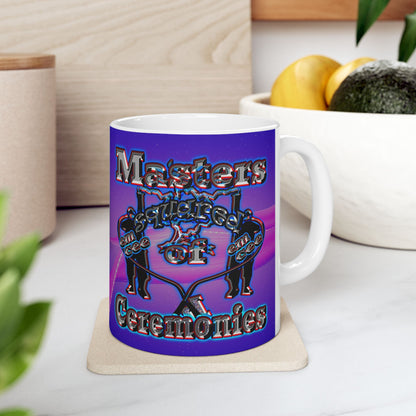 em cee squared - White Mug (purple-pink wave)