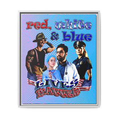 rw&b lives matter - framed canvas art (light blue-purple wave)
