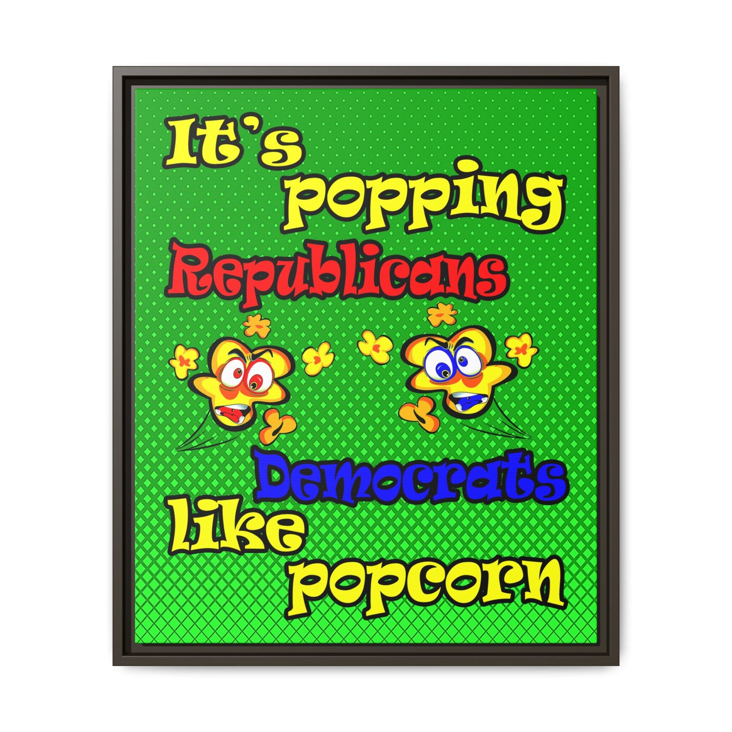 popping like popcorn - framed canvas art (logo green)