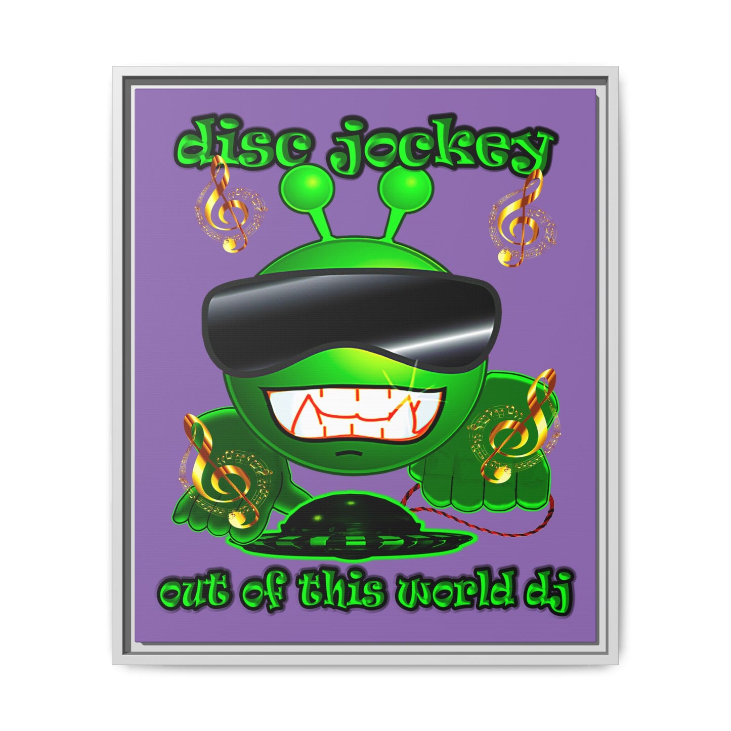 disc jockey - framed canvas art (light purple)