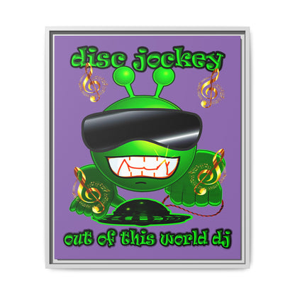 disc jockey - framed canvas art (light purple)