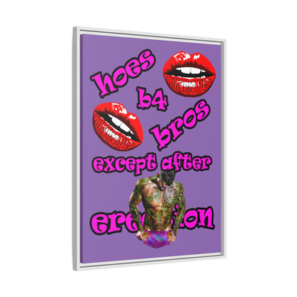 hoes b4 bros - framed canvas art (light purple)