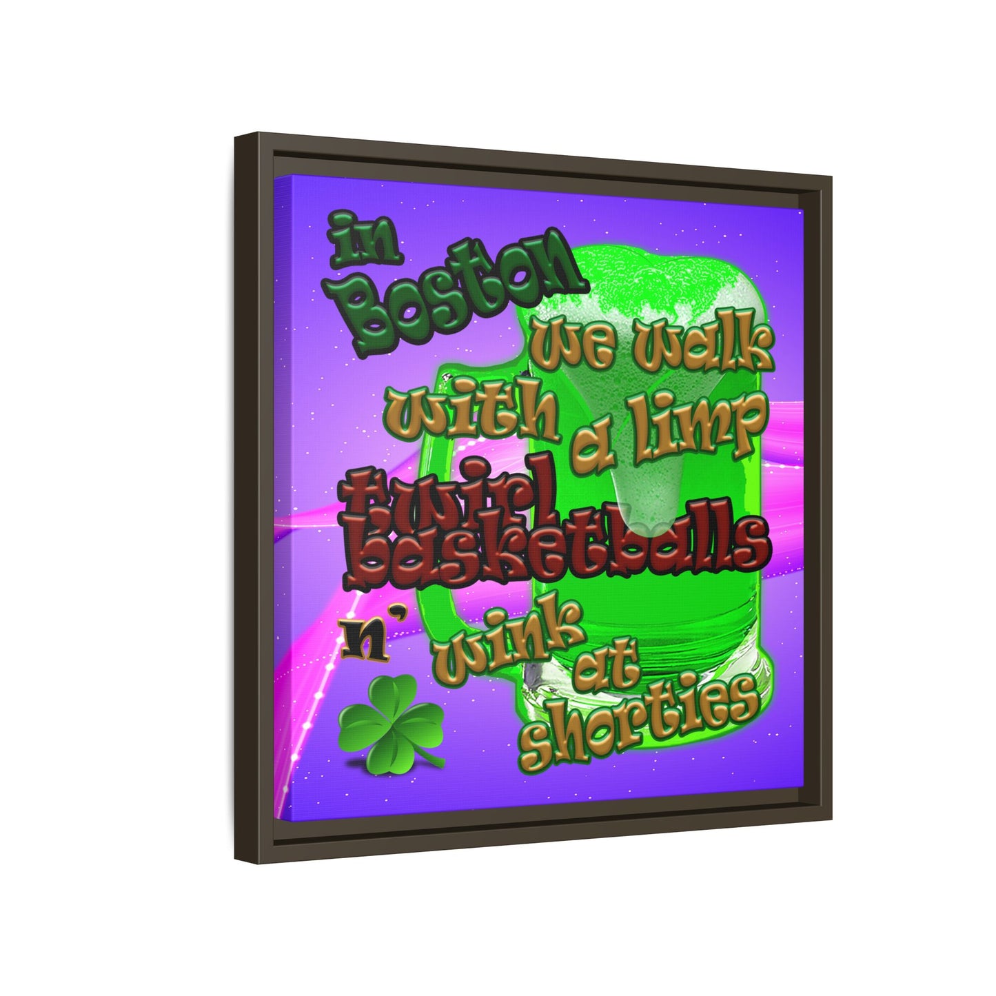 celtics logo - framed canvas art (purple-pink wave)