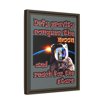 defy conquer reach - framed canvas art (dark grey)