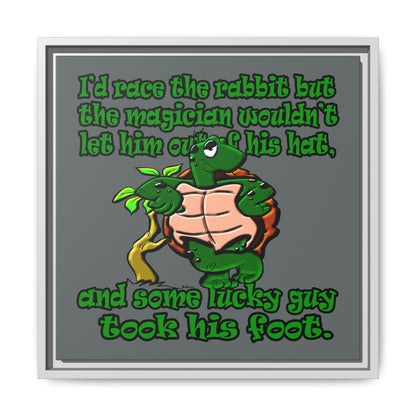 turtle race - framed canvas art (dark grey)