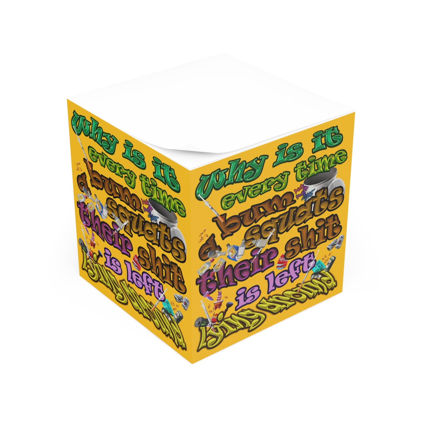 the bum's shit - note cube (yellow)