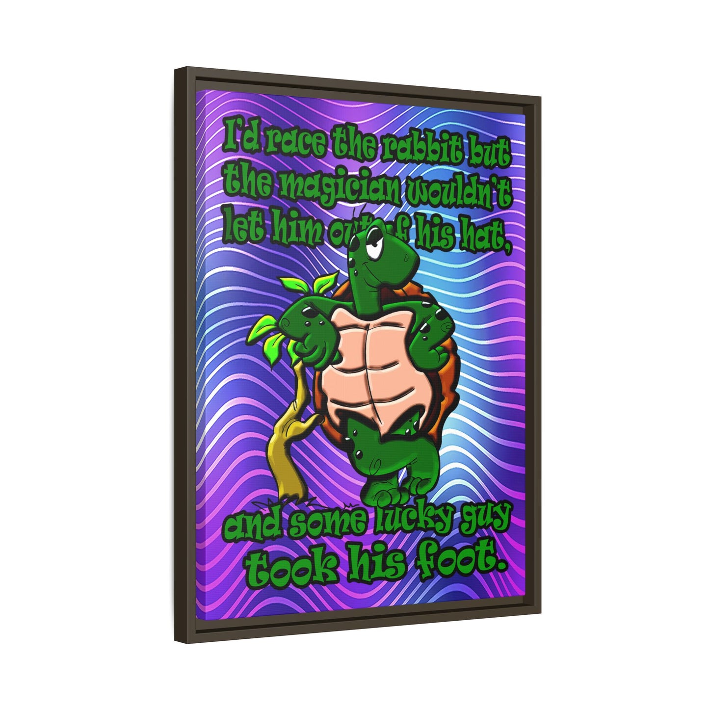 turtle race - framed canvas art (purple wave)