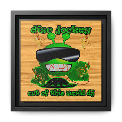 disc jockey - framed canvas art (butterscotch wood finish)